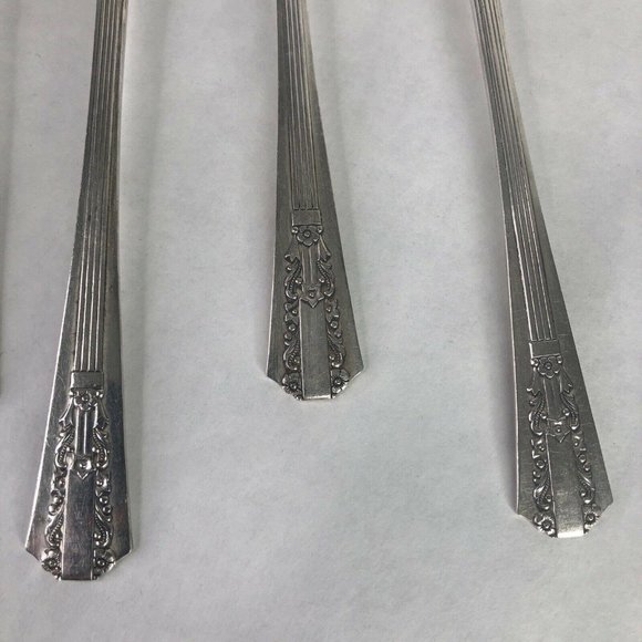 6 Grille Forks 7 1/2 Inch Wm A Rogers Oneida Sectional Lido Silverplate VTG Lot - Picture 3 of 12